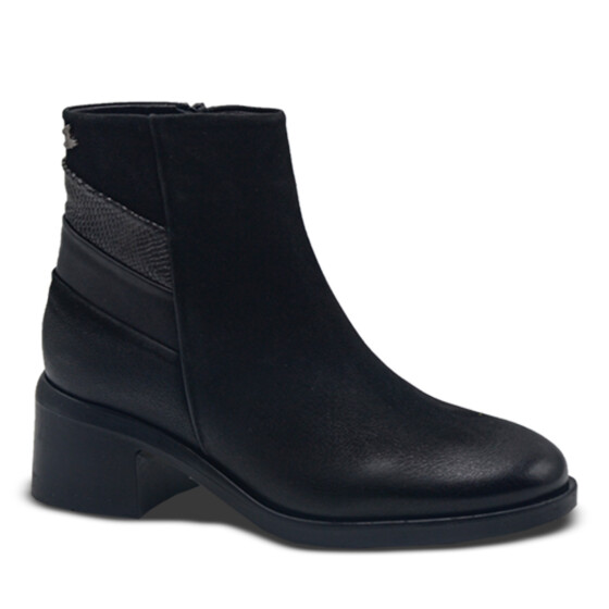 Venüs - Venüs Deri Kadın Nubuk Topuklu Bot Siyah-Platin Sedef 2551403K 