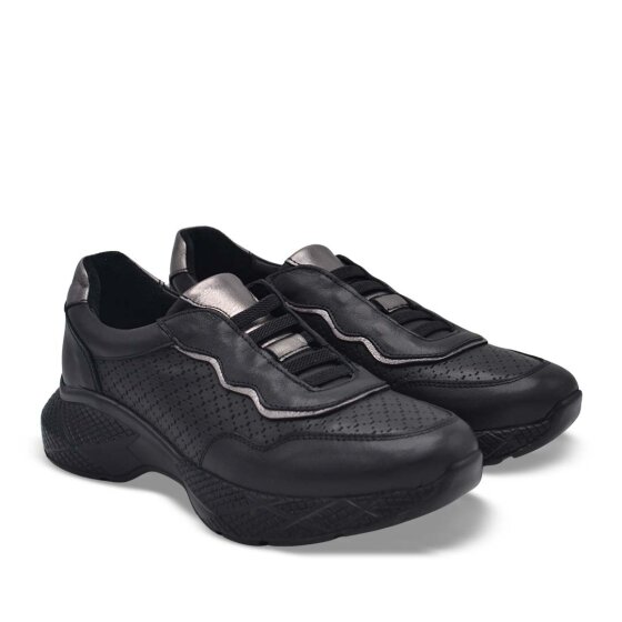 Venüs Deri Kadın Airflow Ayakkabı Siyah-Platin 2216636Y