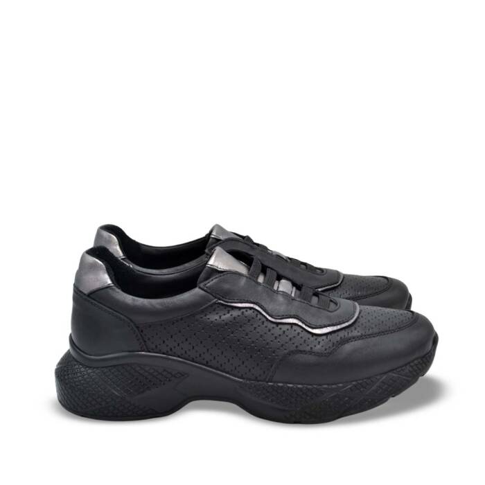Venüs Deri Kadın Airflow Ayakkabı Siyah-Platin 2216636Y - 2