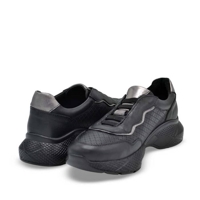 Venüs Deri Kadın Airflow Ayakkabı Siyah-Platin 2216636Y - 4