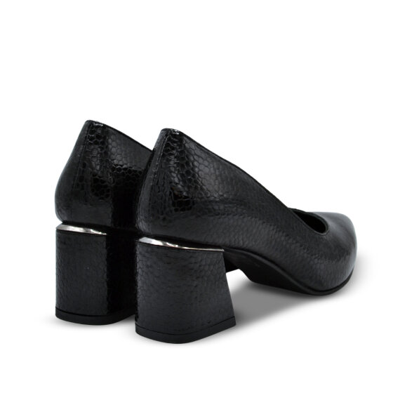 Venüs Deri Kadın Rugan Topuklu Ayakkabı Siyah-Petek 26461930Y - 3