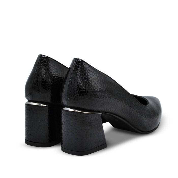Venüs Deri Kadın Rugan Topuklu Ayakkabı Siyah-Petek 26461930Y - 3