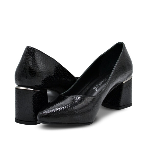 Venüs Deri Kadın Rugan Topuklu Ayakkabı Siyah-Petek 26461930Y - 4