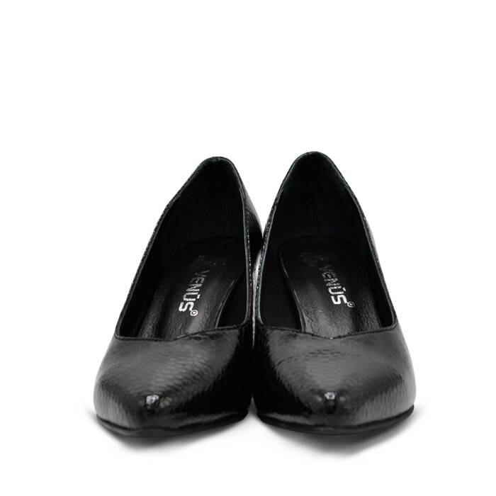 Venüs Deri Kadın Rugan Topuklu Ayakkabı Siyah-Petek 26461930Y - 6