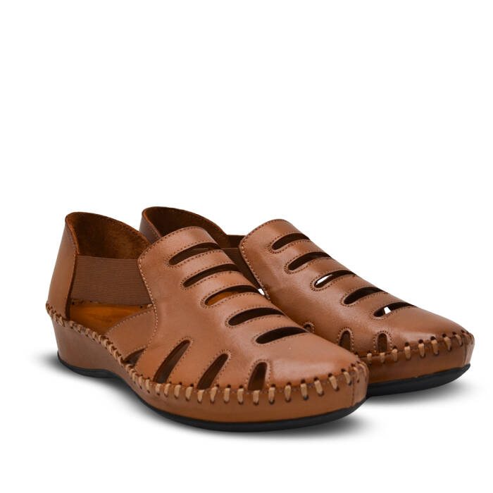 Venüs Deri Kadın Dolgu Topuklu Sandalet Taba 18791395Y - 1