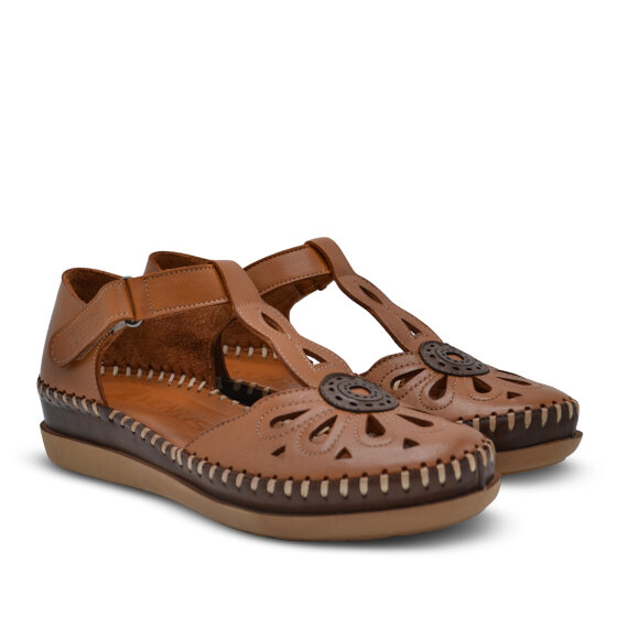 Venüs Deri Kadın Dolgu Topuklu Sandalet Taba-Kahve 18793505Y 