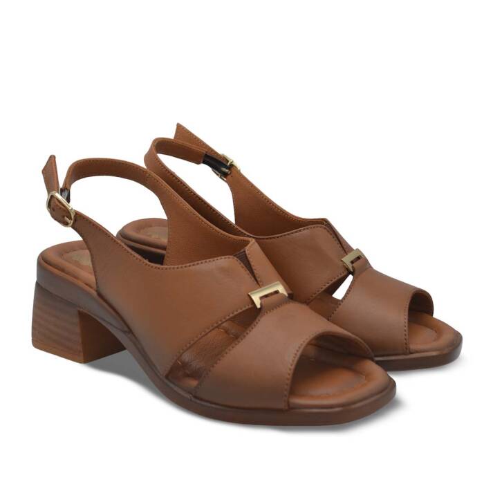 Venüs Deri Kadın Topuklu Sandalet Taba 2311510Y - 1