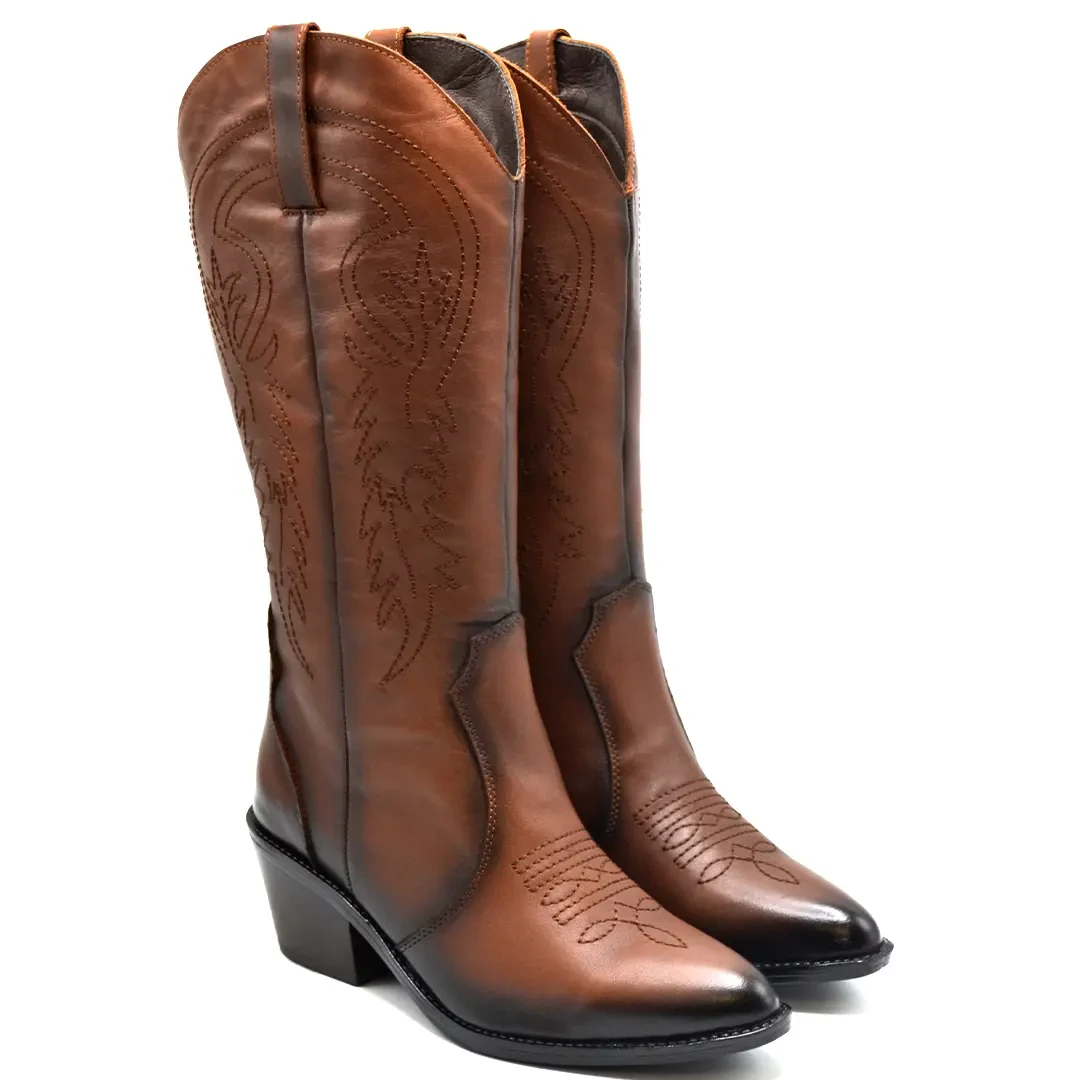 Venüs Deri Kadın Kovbot Çizme Taba 2454103K 