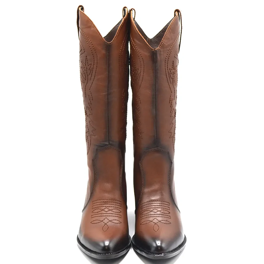 Venüs Deri Kadın Kovbot Çizme Taba 2454103K - Thumbnail