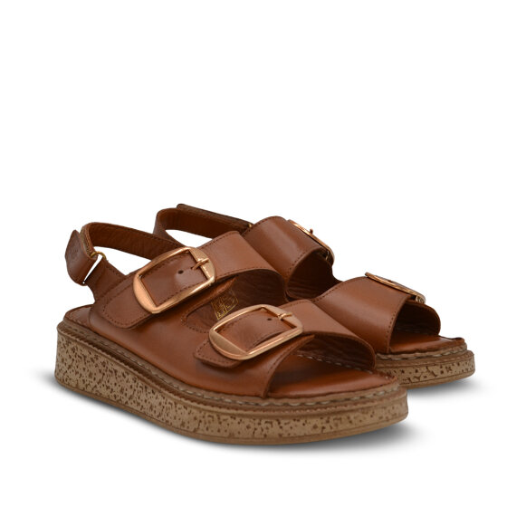 Venüs Deri Kadın Düz Sandalet Taba 26322476Y