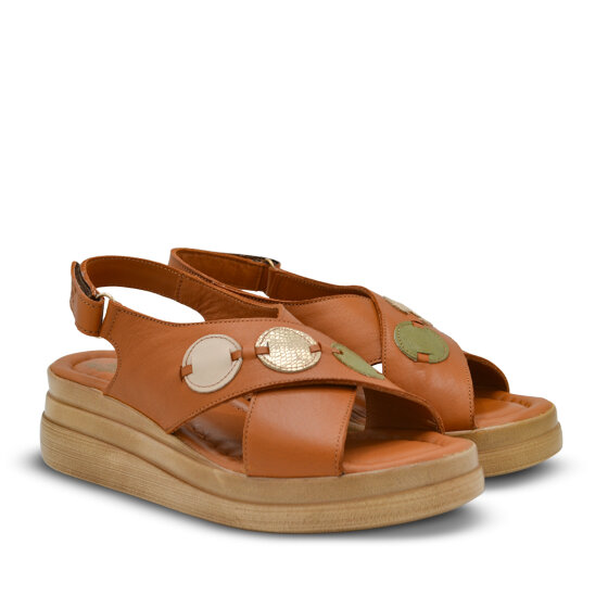 Venüs Deri Kadın Doldu Topuk Sandalet Taba-Bej 2409920Y