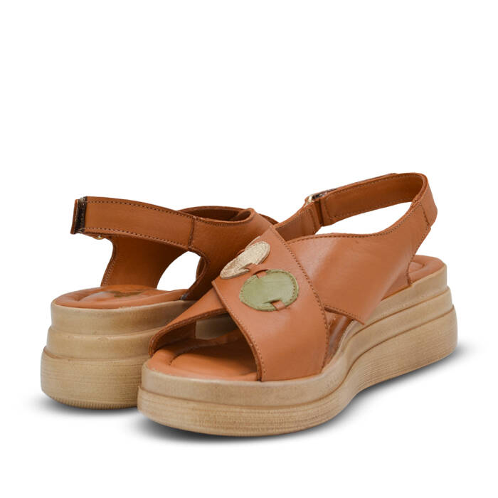 Venüs Deri Kadın Doldu Topuk Sandalet Taba-Bej 2409920Y - 4