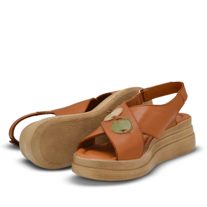 Venüs Deri Kadın Doldu Topuk Sandalet Taba-Bej 2409920Y - 5