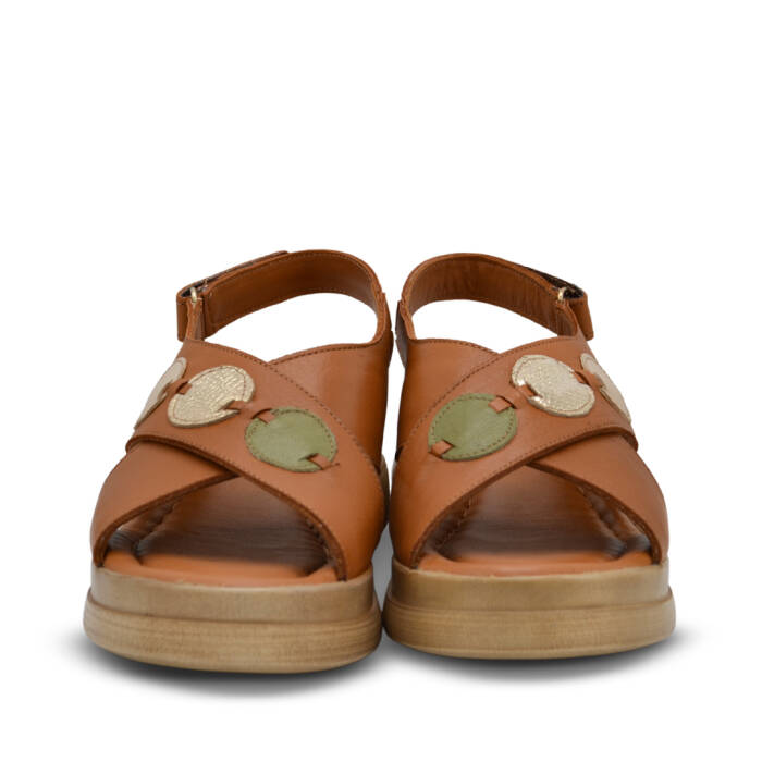 Venüs Deri Kadın Doldu Topuk Sandalet Taba-Bej 2409920Y - 6