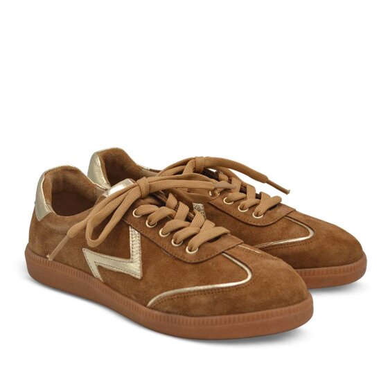 Venüs Deri Kadın Süet Sneakers Ayakkabı Taba-Altın 2609902Y