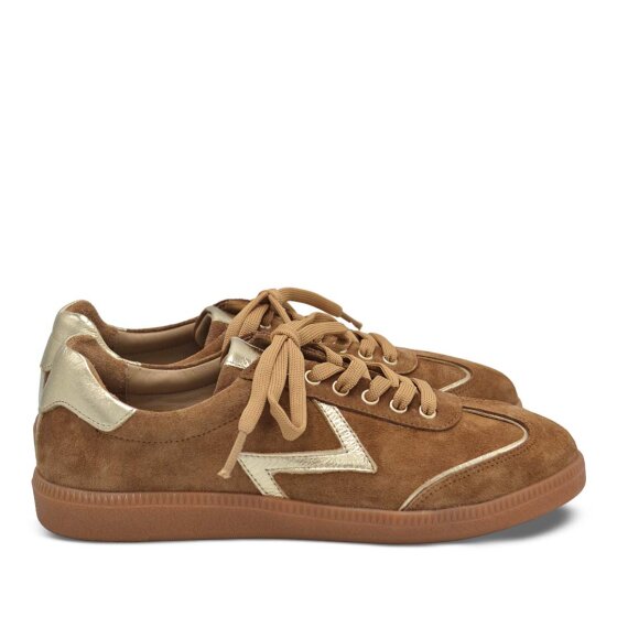 Venüs Deri Kadın Süet Sneakers Ayakkabı Taba-Altın 2609902Y - 2