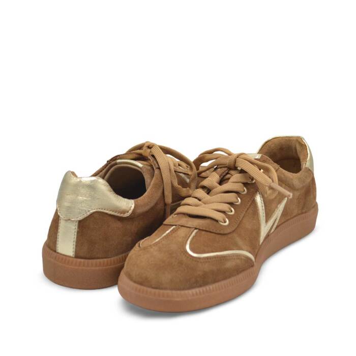 Venüs Deri Kadın Süet Sneakers Ayakkabı Taba-Altın 2609902Y - 4