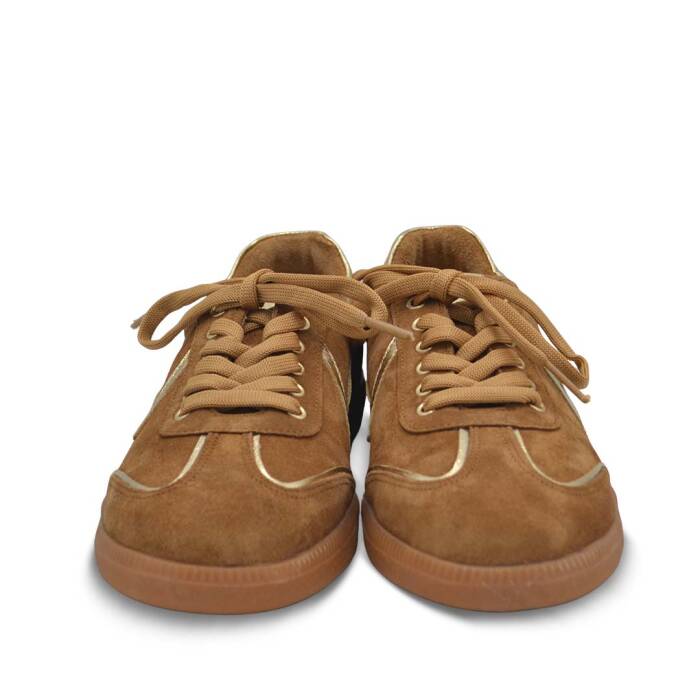 Venüs Deri Kadın Süet Sneakers Ayakkabı Taba-Altın 2609902Y - 6