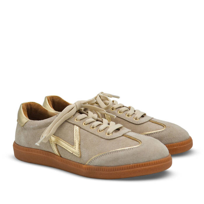 Venüs Deri Kadın Süet Sneakers Ayakkabı Taş-Altın 2609902Y - 1