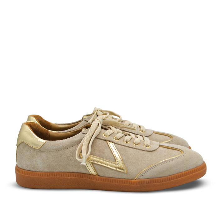 Venüs Deri Kadın Süet Sneakers Ayakkabı Taş-Altın 2609902Y - 2