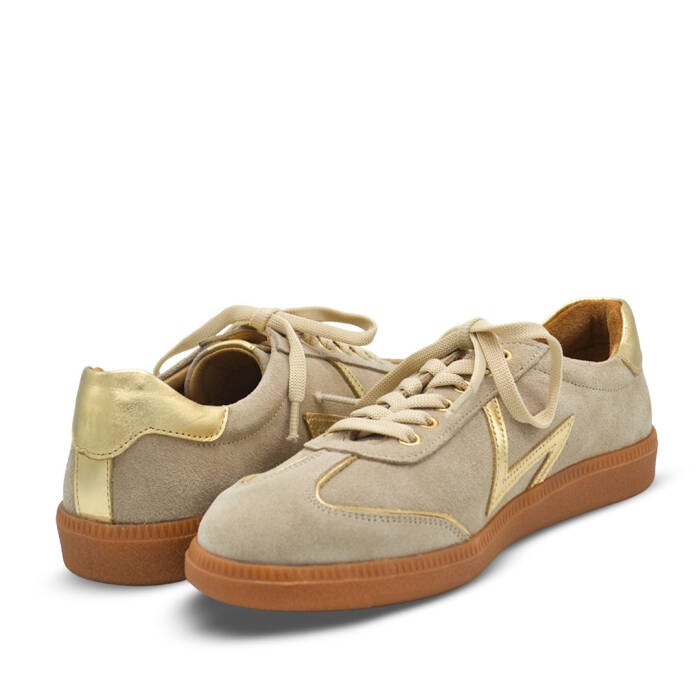 Venüs Deri Kadın Süet Sneakers Ayakkabı Taş-Altın 2609902Y - 4