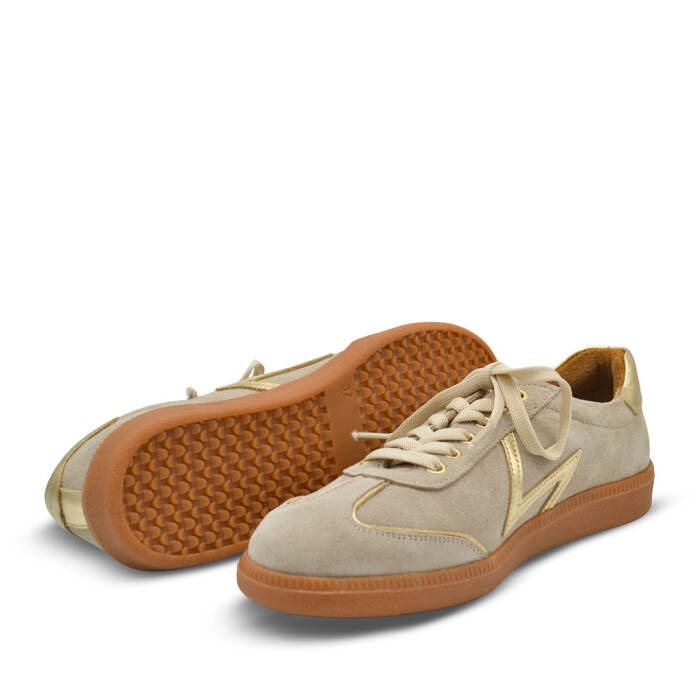 Venüs Deri Kadın Süet Sneakers Ayakkabı Taş-Altın 2609902Y - 5