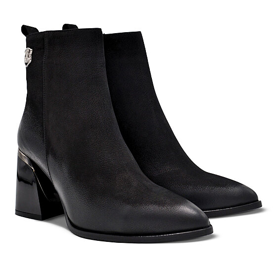 Venüs Deri Kadın Nubuk Topuklu Bot Siyah 2552003K