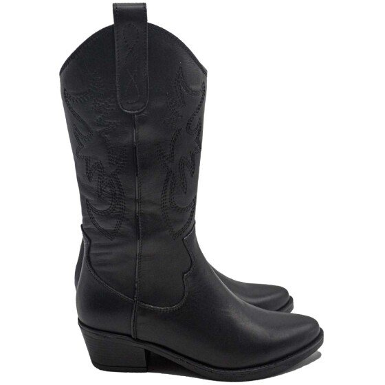  Venüs Deri Kadın Kovboy Bot Siyah 25440005K (1)