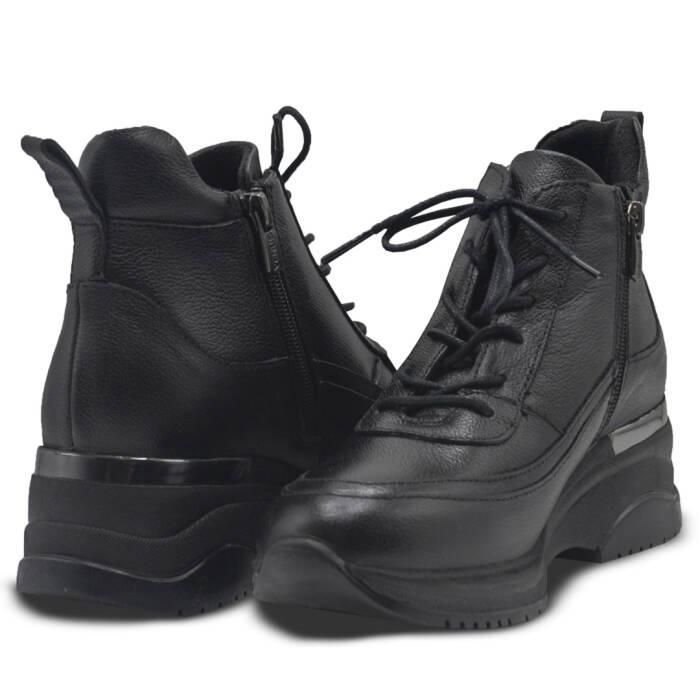 Venus Women's Leather Airflow Boots - Black 2313091K - 4