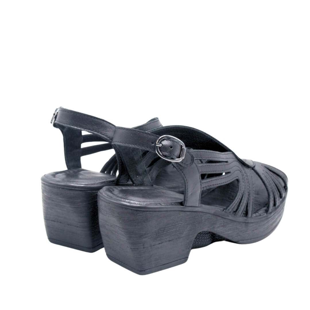 Venus Women's Leather Block Heel Sandals - Black 1912532Y - 3