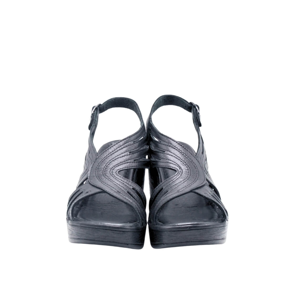 Venus Women's Leather Block Heel Sandals - Black 1912532Y - 6
