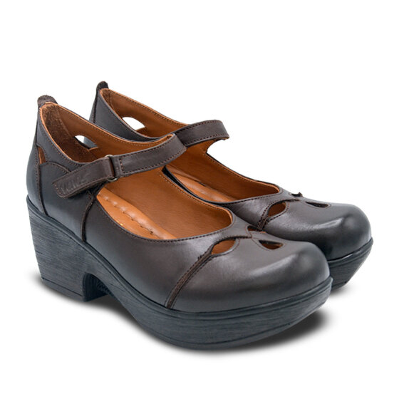 Venus Women's Leather Block Heel Shoes - Brown 1912501Y