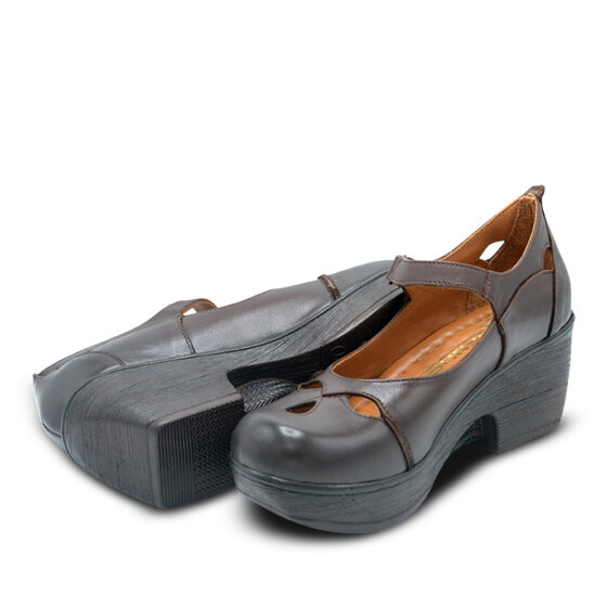 Venus Women's Leather Block Heel Shoes - Brown 1912501Y - 5