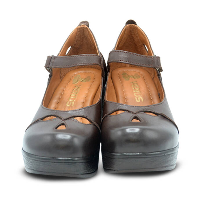 Venus Women's Leather Block Heel Shoes - Brown 1912501Y - 6