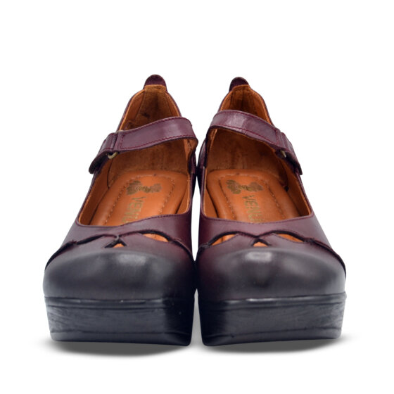 Venus Women's Leather Block Heel Shoes - Burgundy 1912501Y - 6