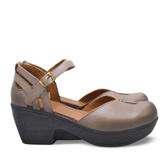 Venus Women's Leather Block Heel Shoes - Mink Taupe 1912502Y (1)