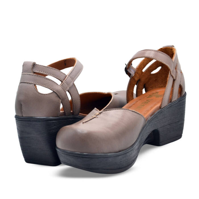 Venus Women's Leather Block Heel Shoes - Mink Taupe 1912502Y - 4