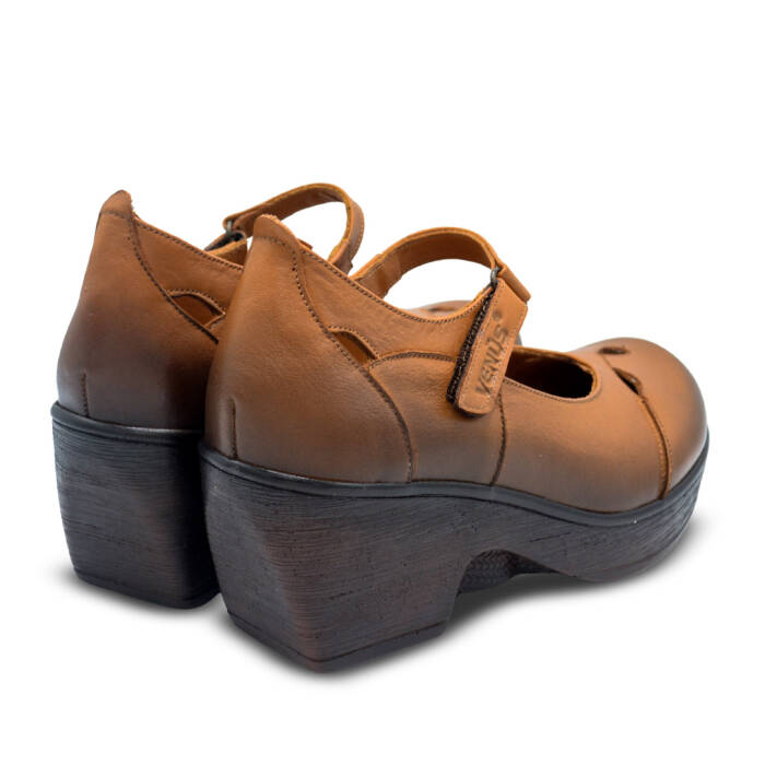 Venus Women's Leather Block Heel Shoes - Tan 1912501Y - 3