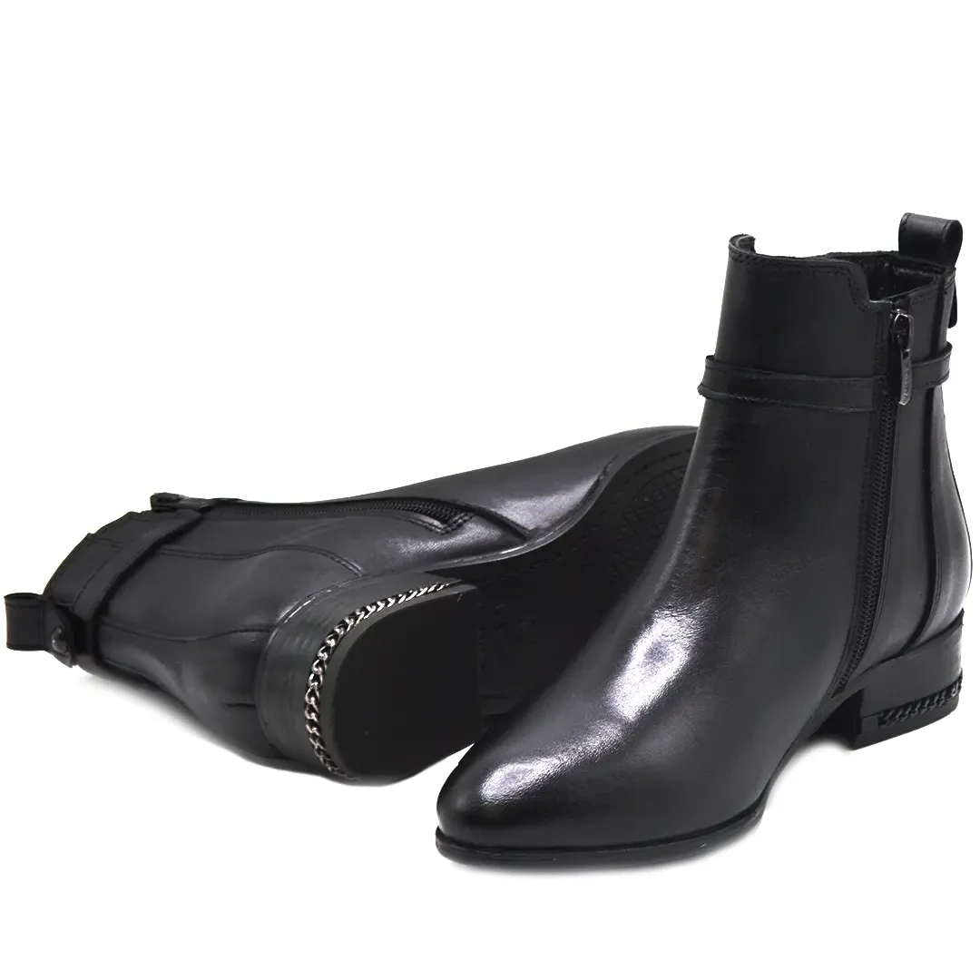 Venus Women's Leather Casual Ankle Boots - Black 2152711K - 5