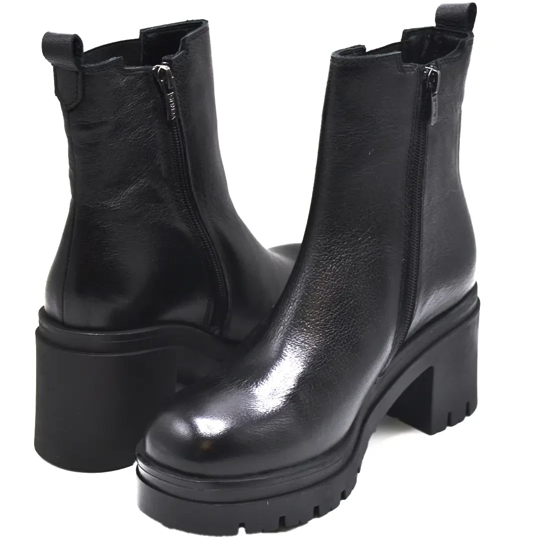 Venus Women's Leather Casual Ankle Boots - Black 2351305K - 4