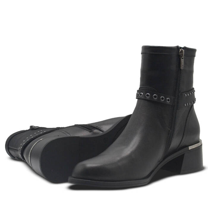Venus Women's Leather Casual Ankle Boots - Black 2352403K - 5