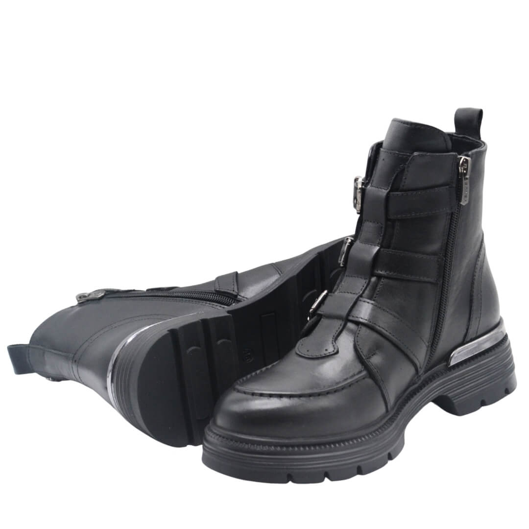 Venus Women's Leather Casual Ankle Boots - Black 2353511K - 5