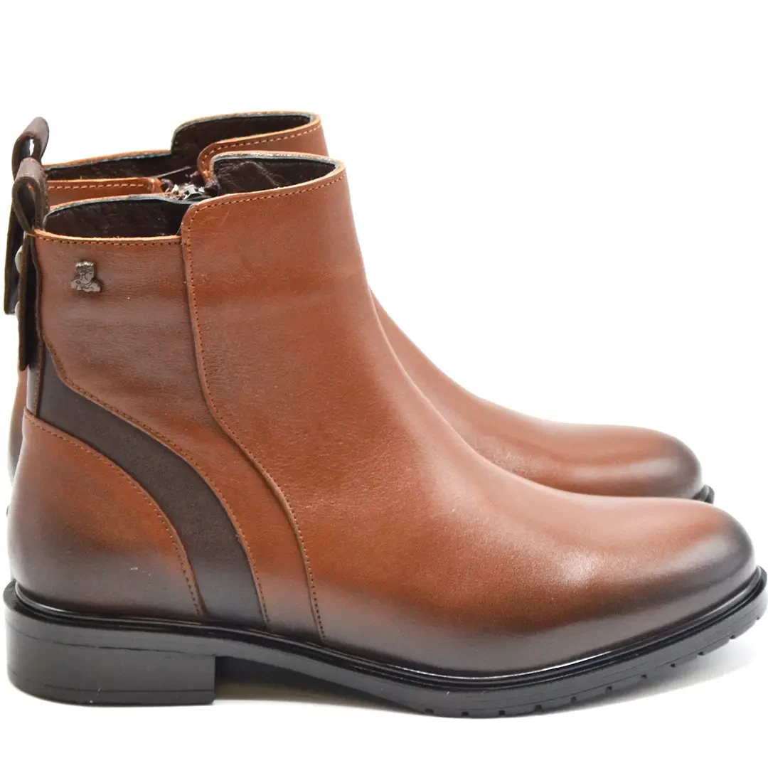 Venus Women's Leather Casual Ankle Boots - Tan 20740K (1)