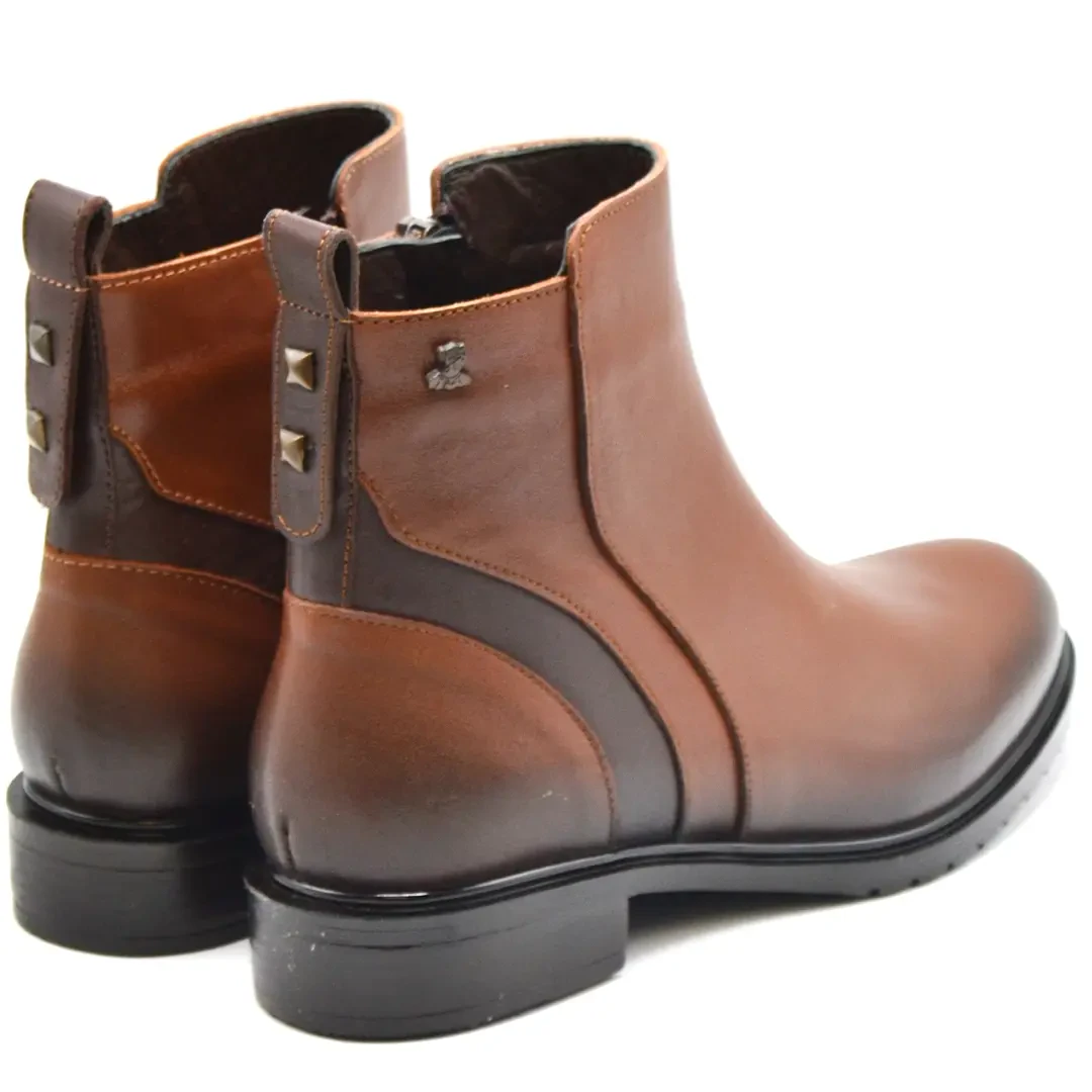 Venus Women's Leather Casual Ankle Boots - Tan 20740K - 3
