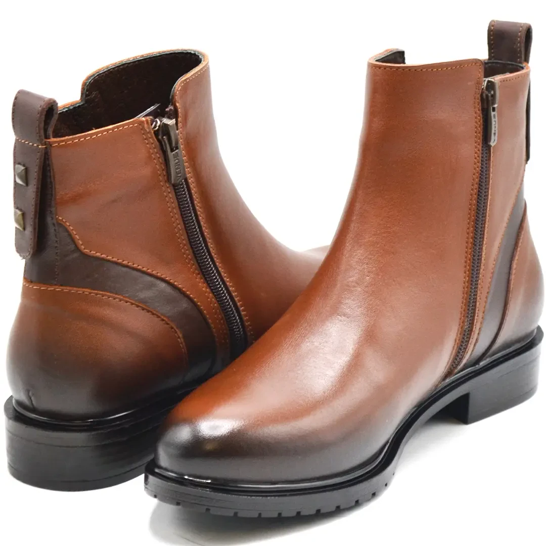 Venus Women's Leather Casual Ankle Boots - Tan 20740K - 4