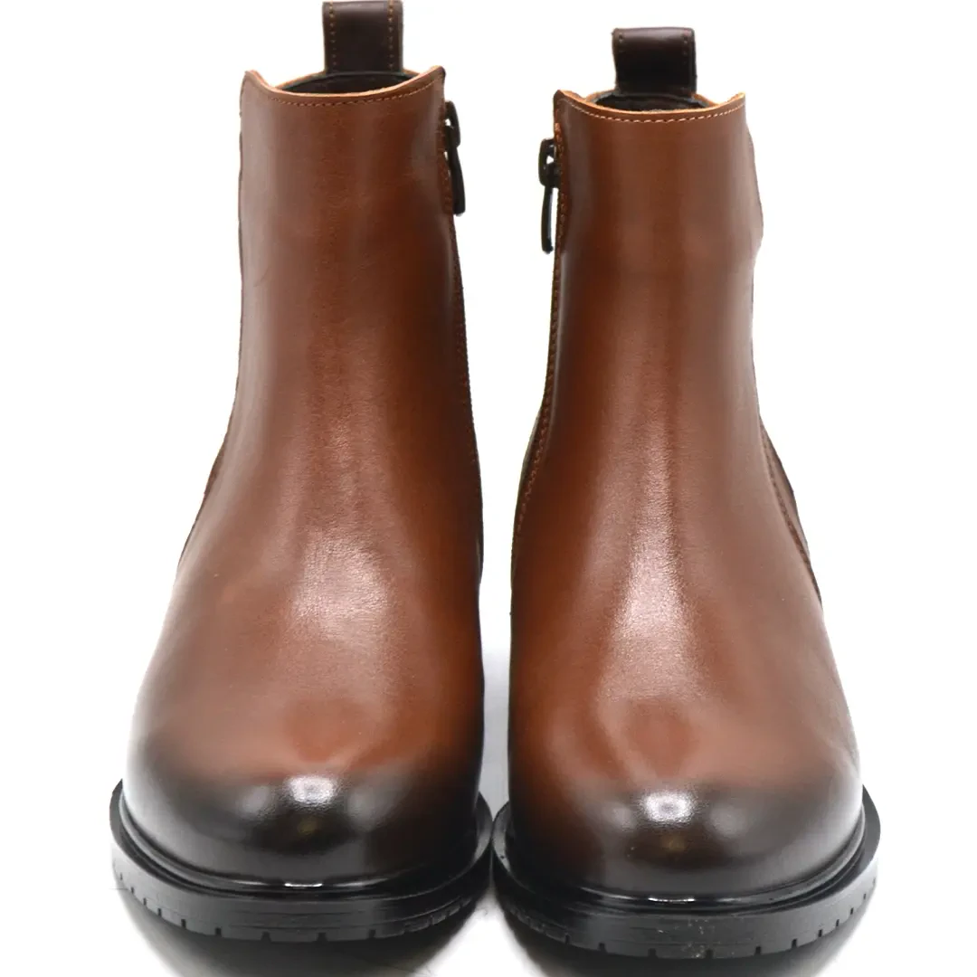 Venus Women's Leather Casual Ankle Boots - Tan 20740K - 6