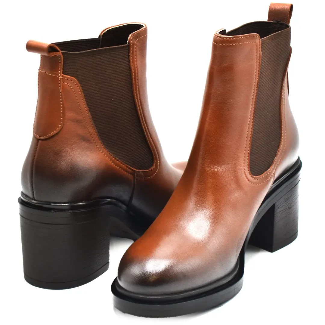 Venus Women's Leather Casual Ankle Boots - Tan 2453102K - 4