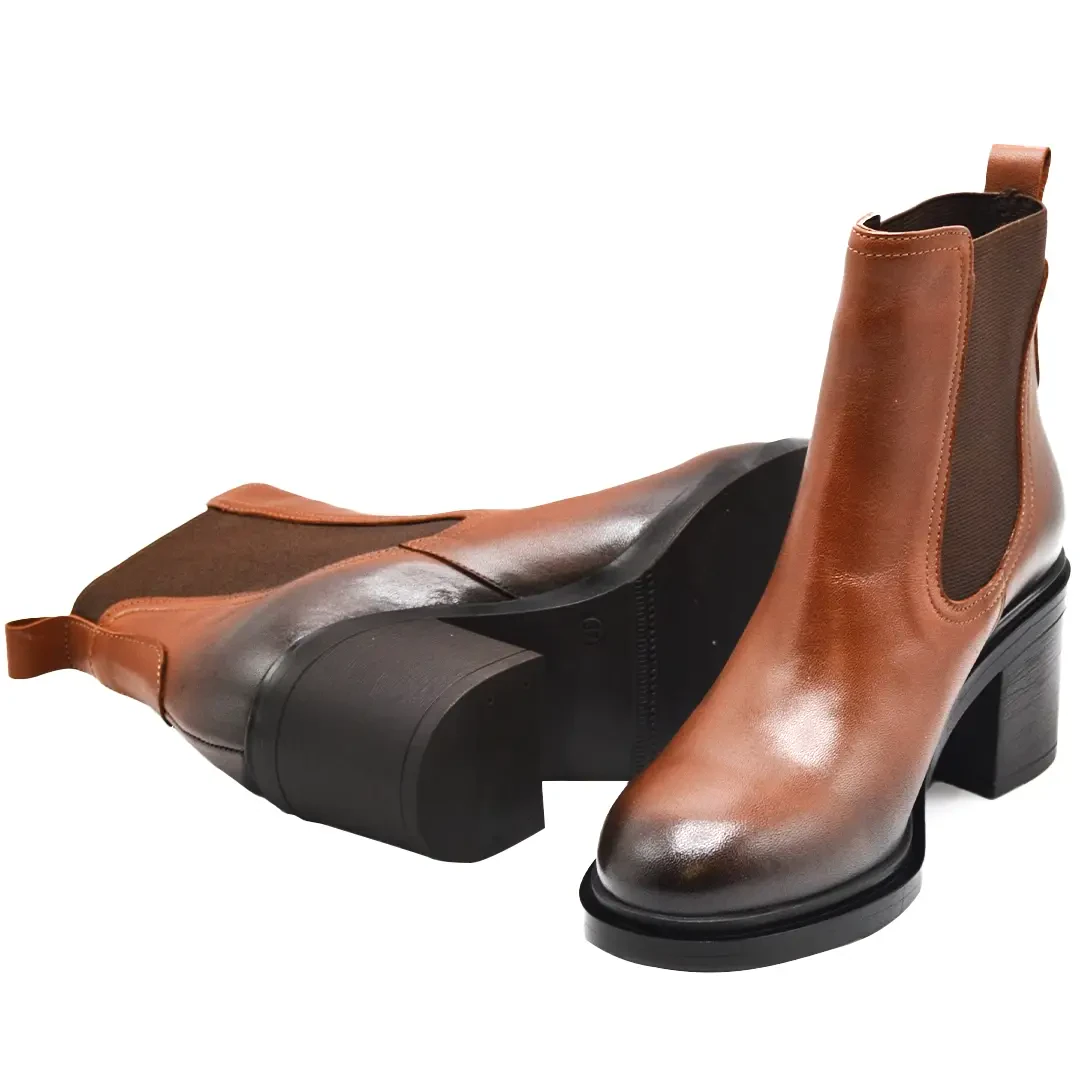 Venus Women's Leather Casual Ankle Boots - Tan 2453102K - 5