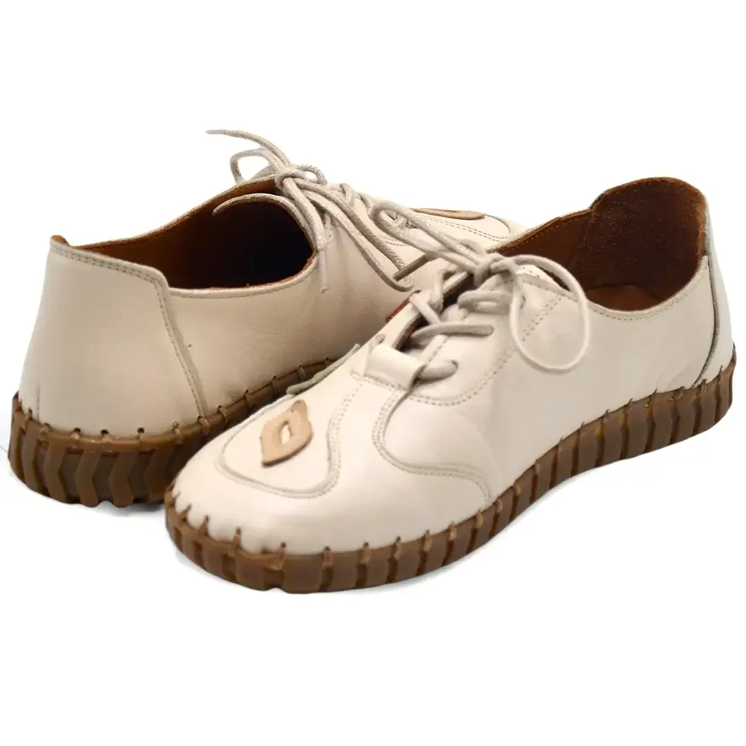 Venus Women's Leather Casual Shoes - Beige 2010727Y - 4