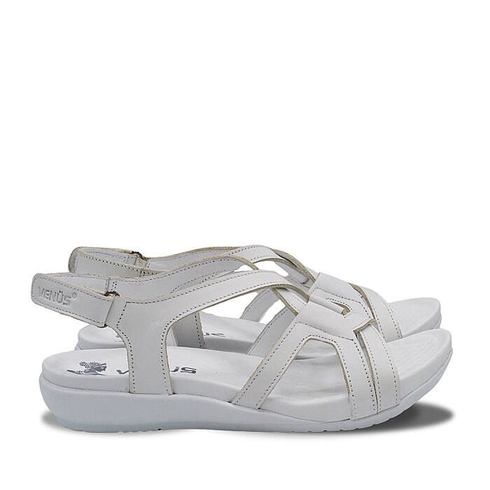 Venus Women's Leather Flat Sandals - White - 2